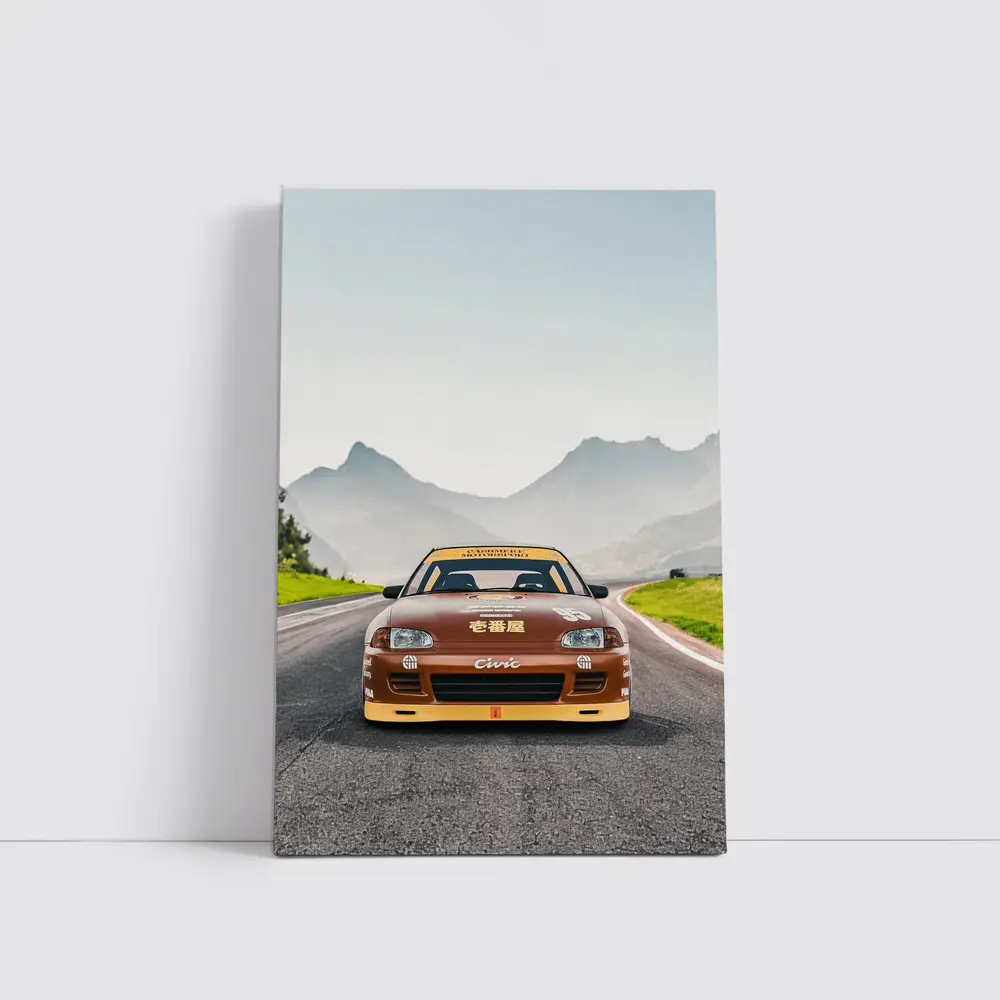 Honda Civic Sport Racing on Mountain Road – Wall Art
