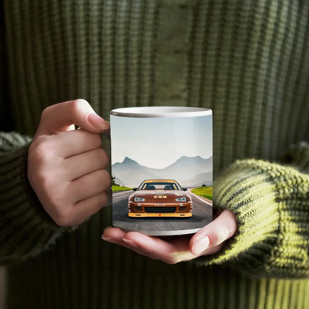 Honda Civic Sport Racing on Mountain Road – Mugs