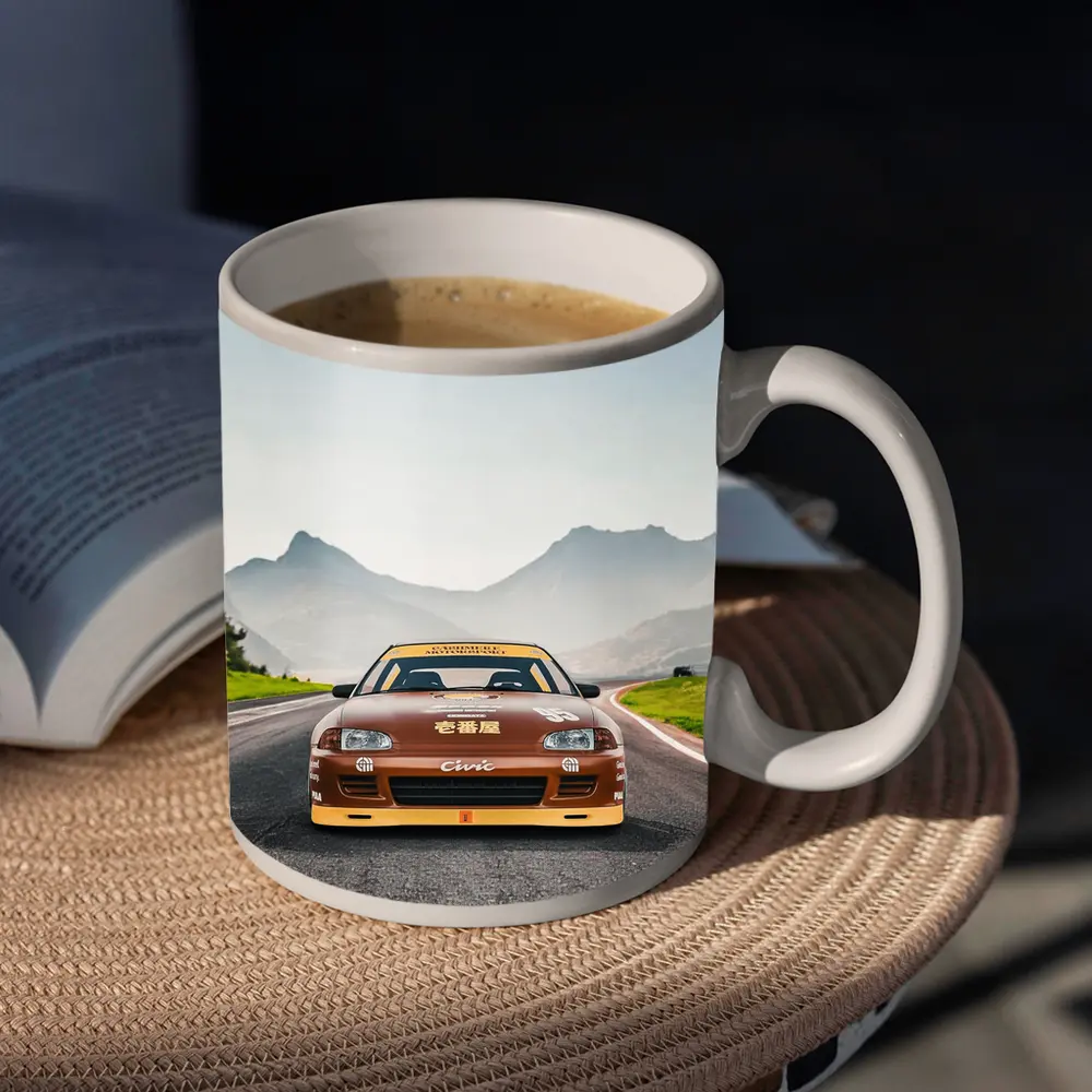 Honda Civic Sport Racing on Mountain Road – Mugs