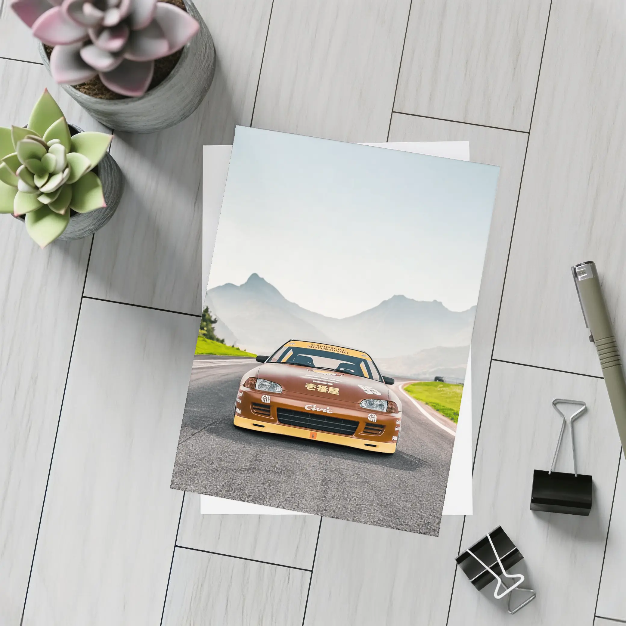 Honda Civic Sport Racing on Mountain Road – Postcards