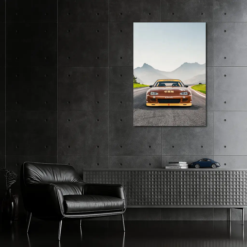 Honda Civic Sport Racing on Mountain Road – Wall Art