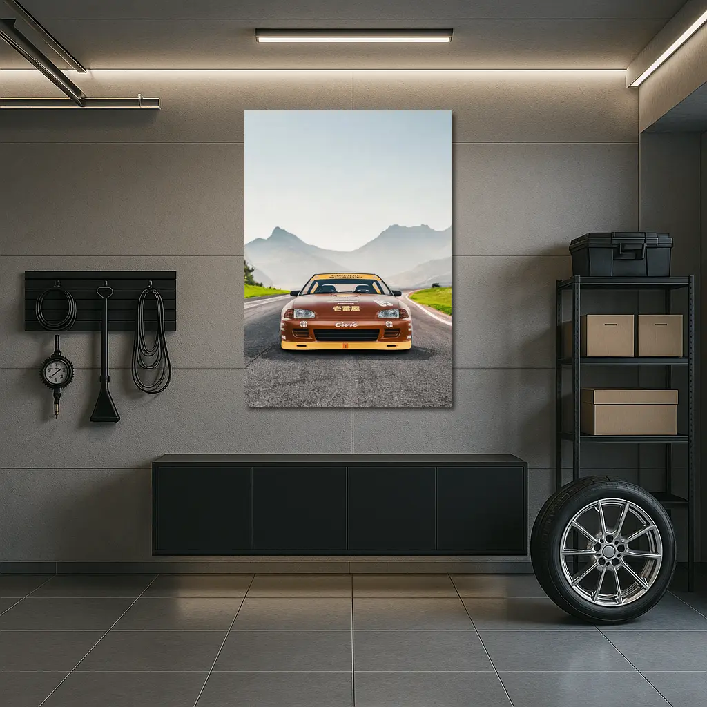 Honda Civic Sport Racing on Mountain Road – Wall Art
