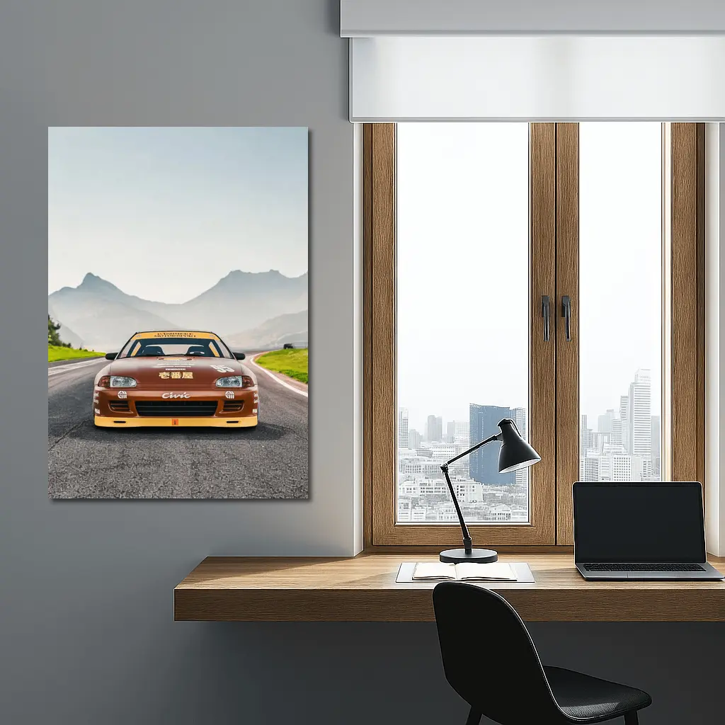 Honda Civic Sport Racing on Mountain Road – Wall Art
