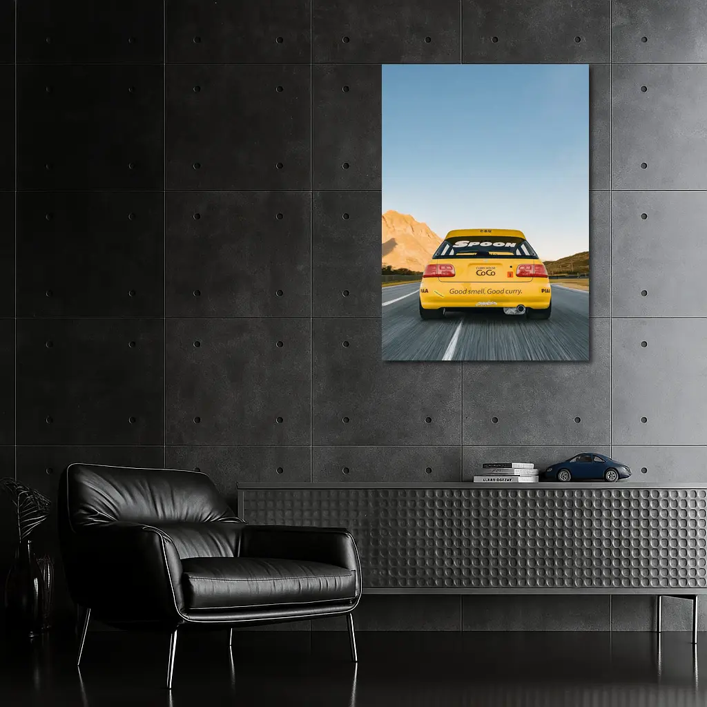 Honda Civic Spoon Sports Yellow Mountain Road – Wall Art