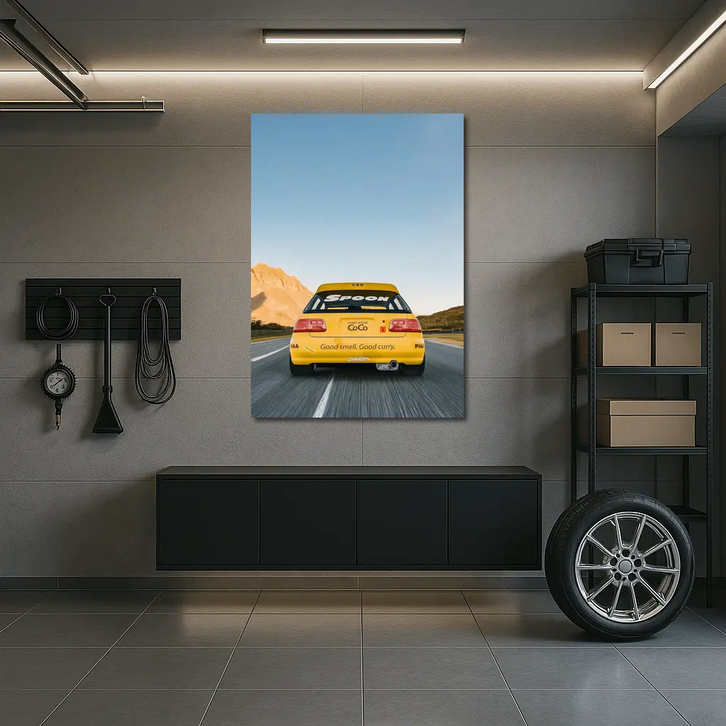 Honda Civic Spoon Sports Yellow Mountain Road – Wall Art