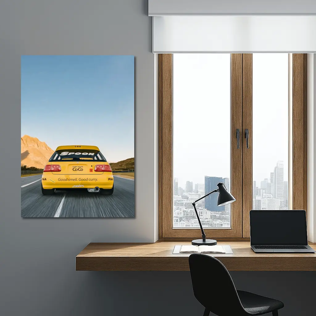 Honda Civic Spoon Sports Yellow Mountain Road – Wall Art
