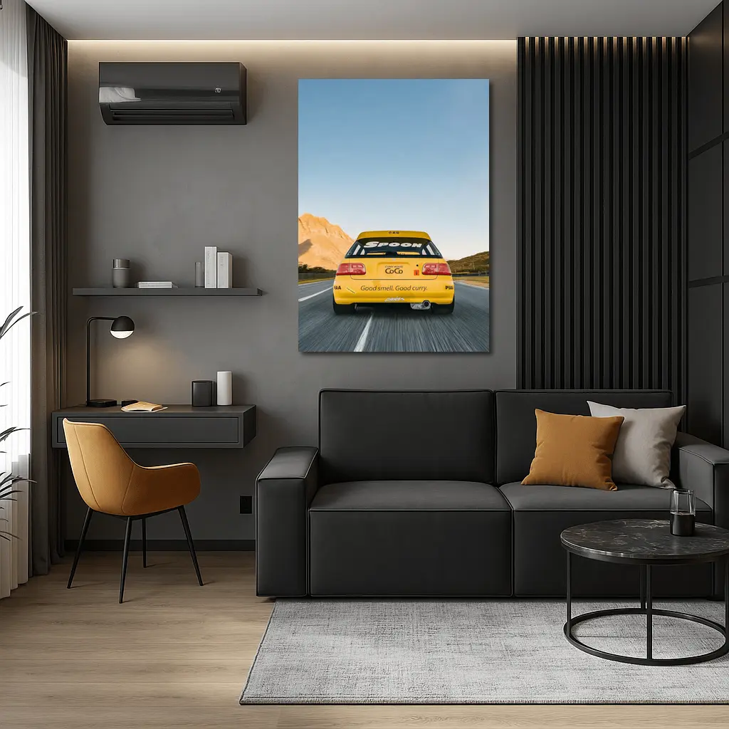 Honda Civic Spoon Sports Yellow Mountain Road – Wall Art