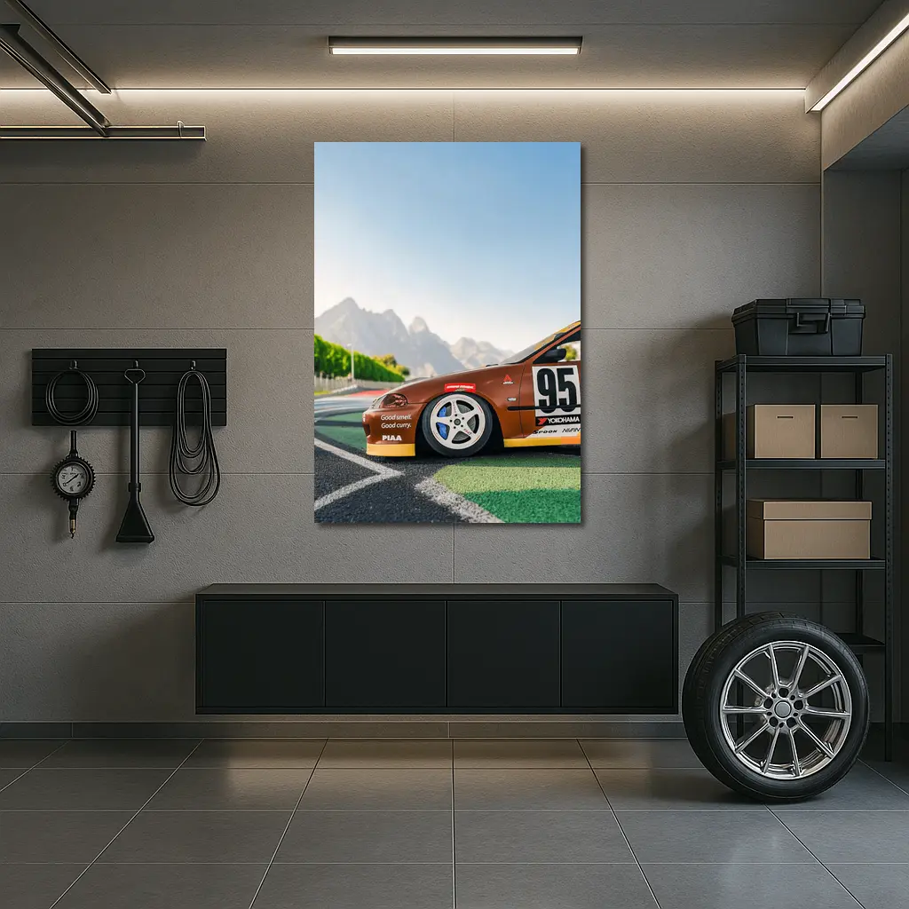 Honda Civic Race Car Mountain Track – Wall Art