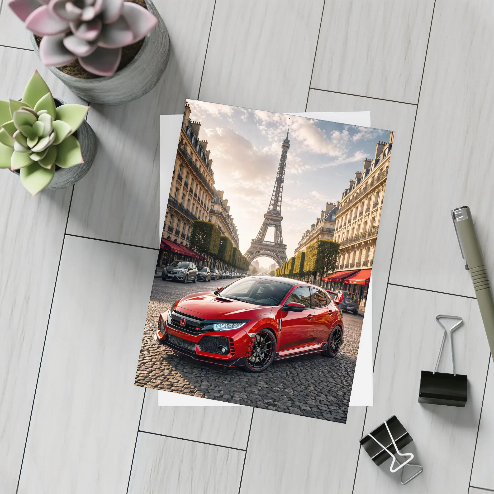 Honda Civic Type R Paris Eiffel Tower – Postcards