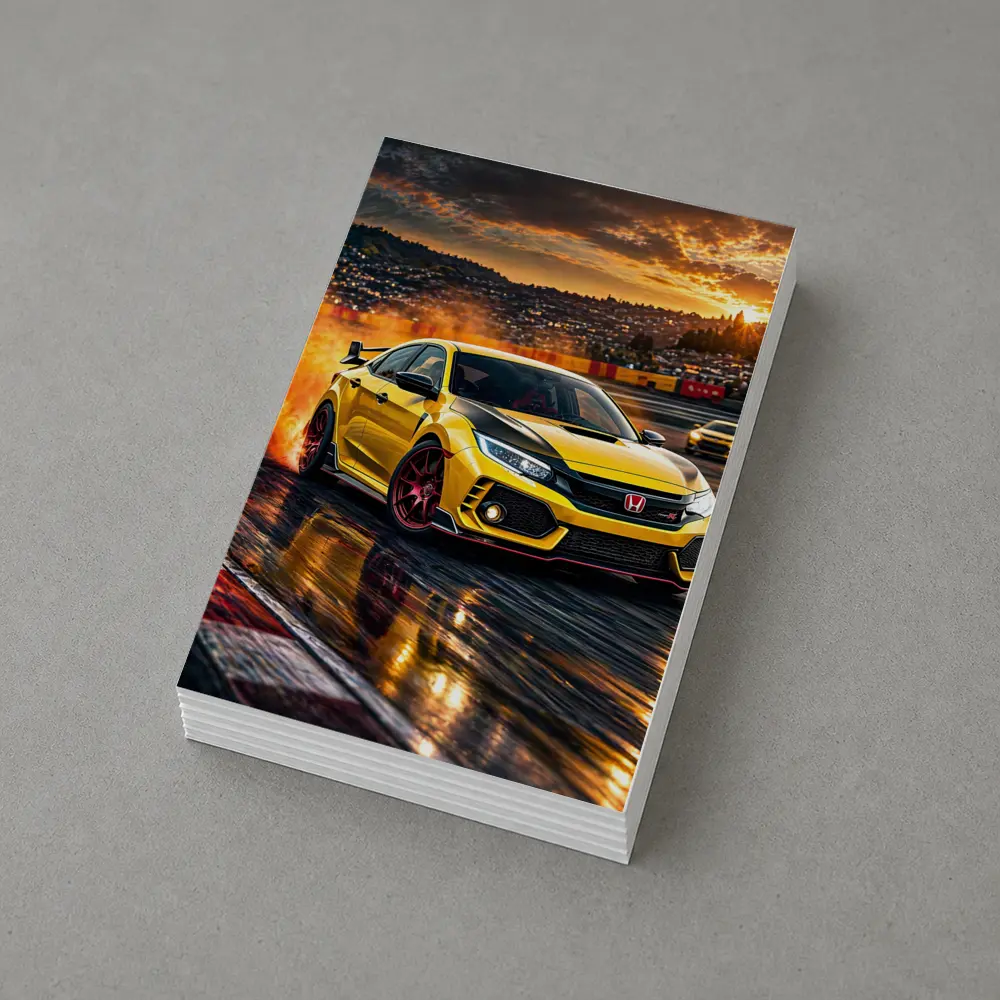 Honda Civic Type R Yellow Track Drift – Postcards