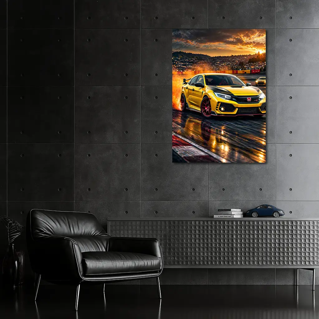 Honda Civic Type R Yellow Track Drift – Wall Art