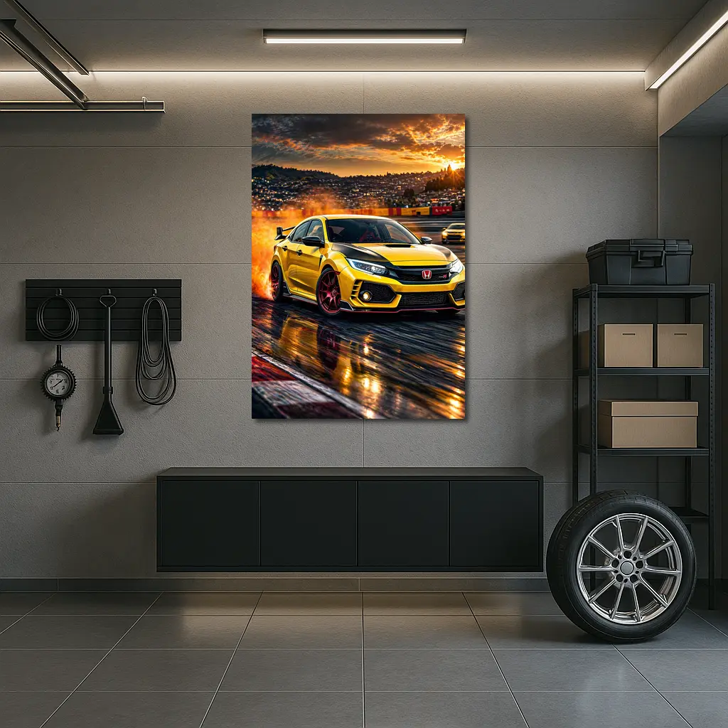 Honda Civic Type R Yellow Track Drift – Wall Art
