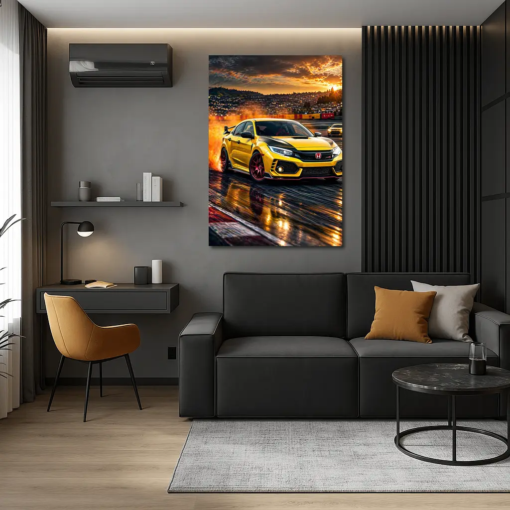 Honda Civic Type R Yellow Track Drift – Wall Art