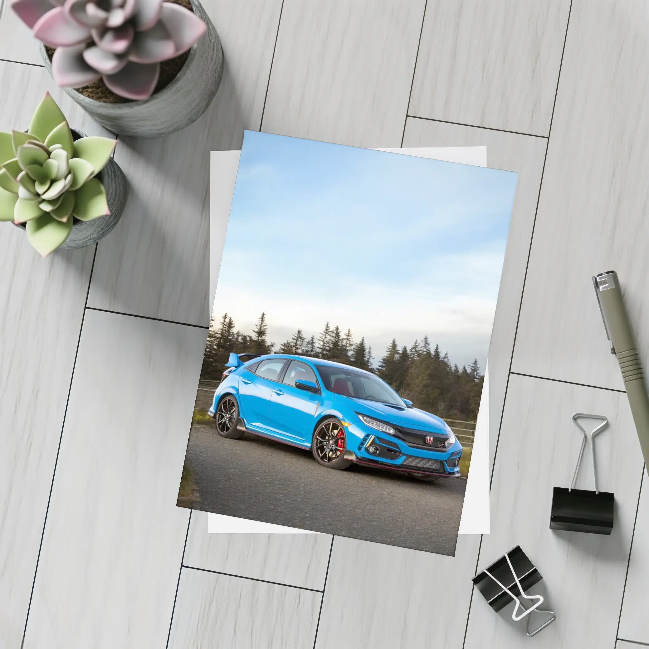Honda Civic Type R Blue Forest Road – Postcards