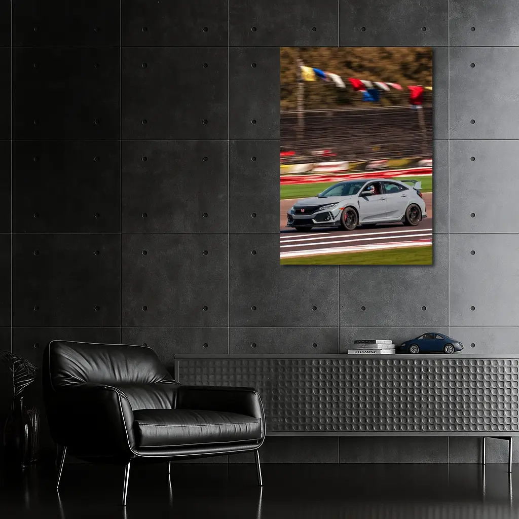 Honda Civic Type R Racing on Track – Wall Art