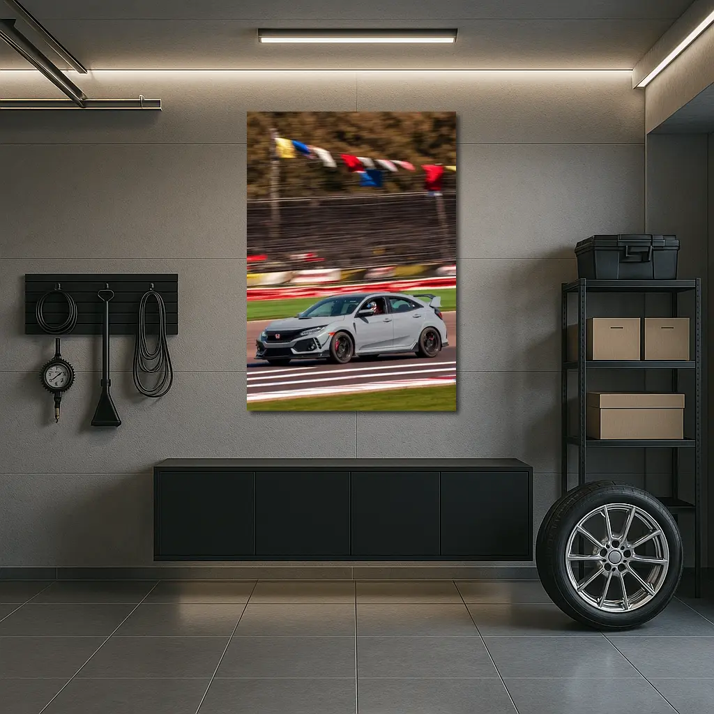 Honda Civic Type R Racing on Track – Wall Art