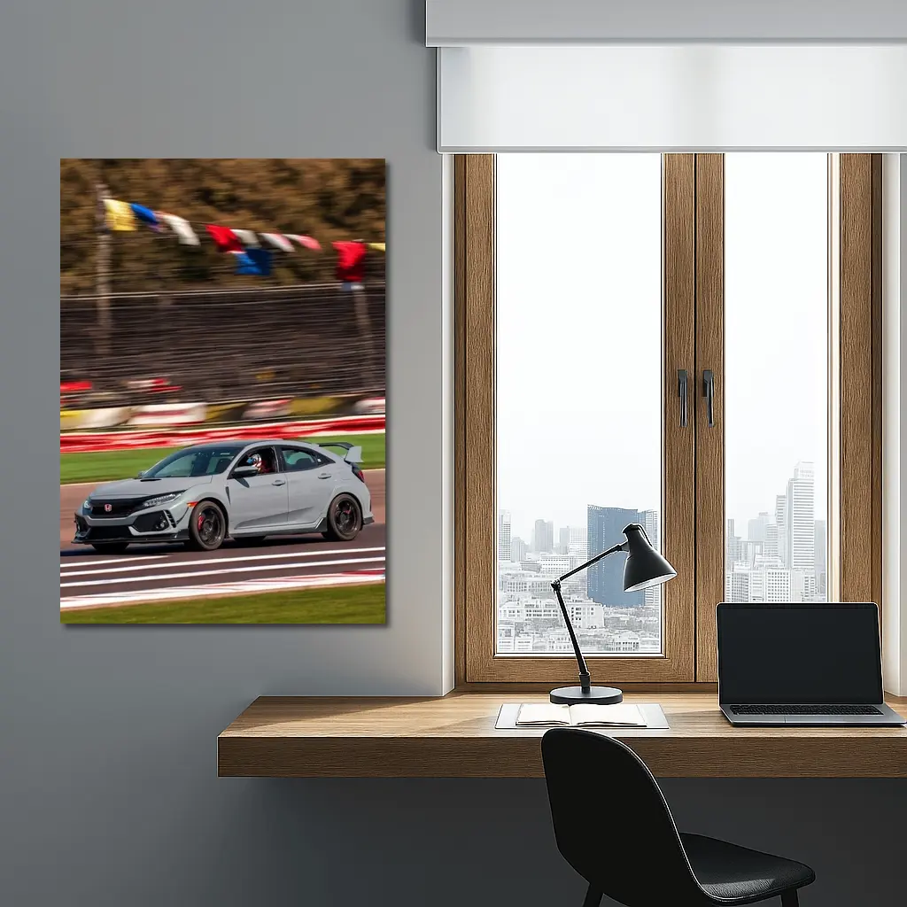Honda Civic Type R Racing on Track – Wall Art