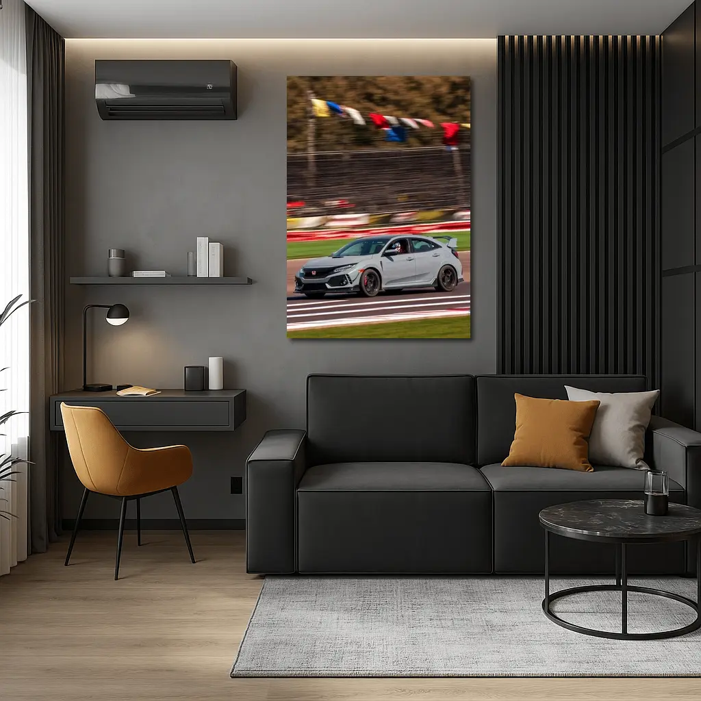 Honda Civic Type R Racing on Track – Wall Art