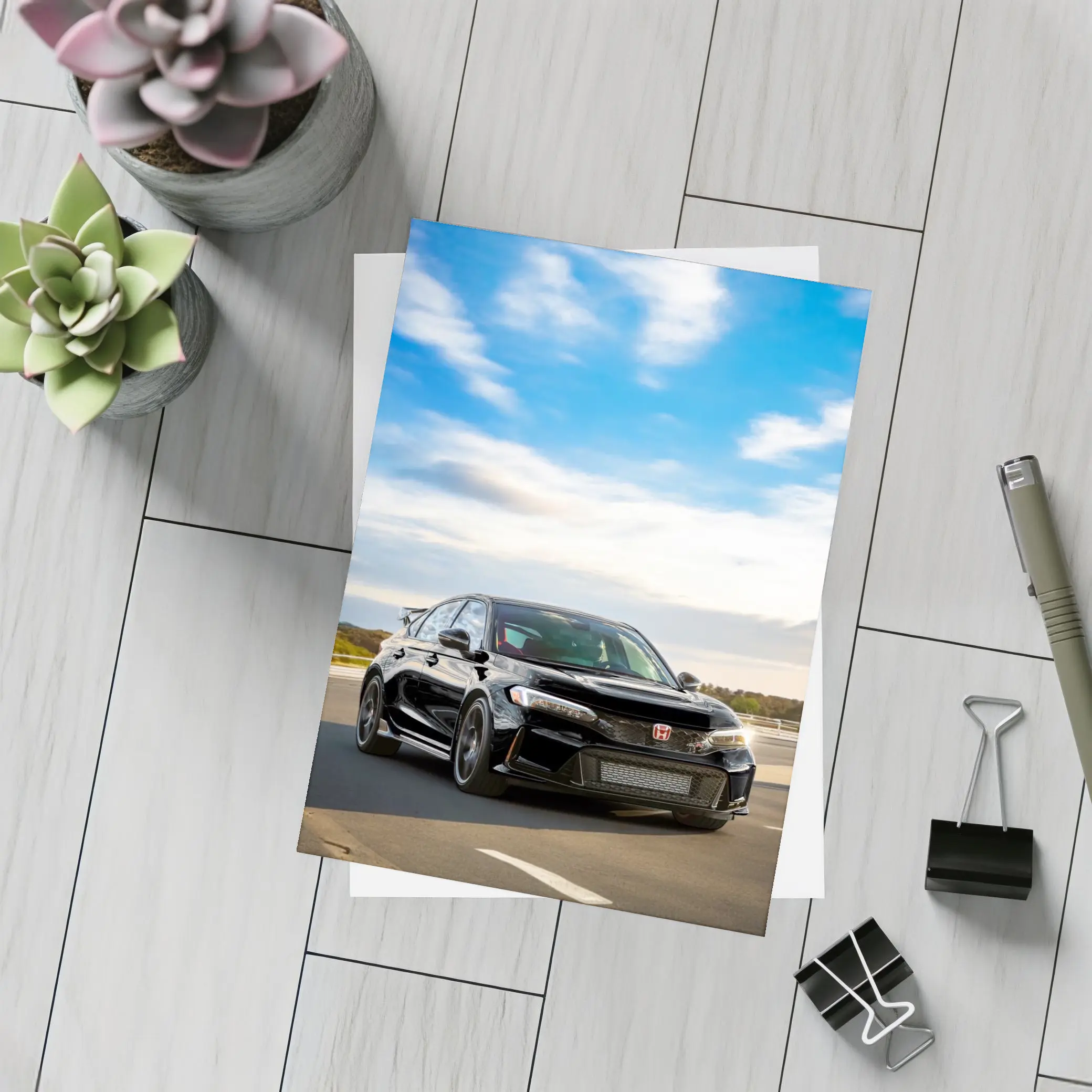 Honda Civic Type R Black Highway Drive – Postcards