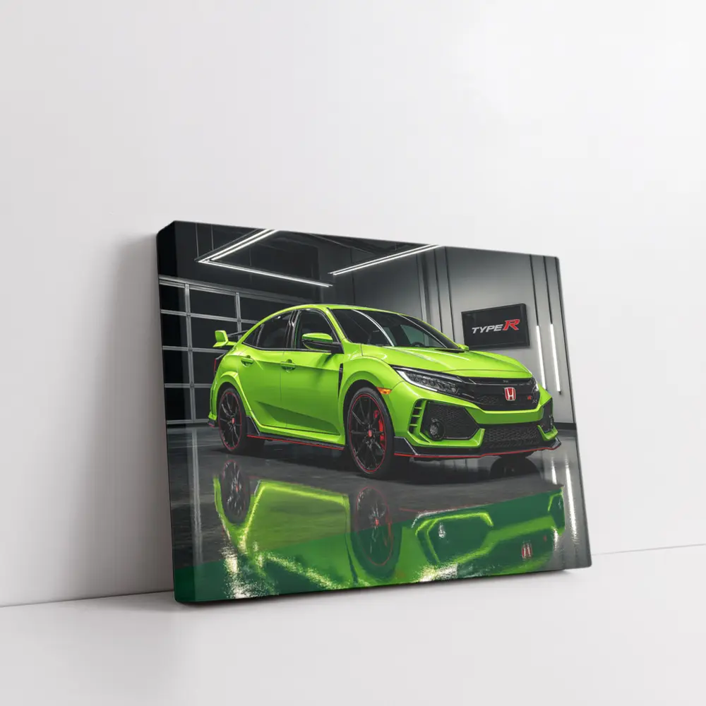 Honda Civic Type R Green Garage Shot – Wall Art
