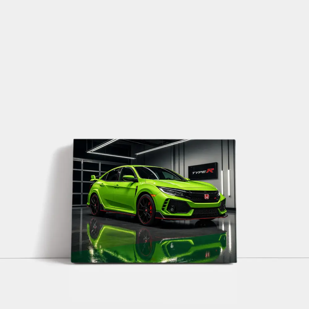 Honda Civic Type R Green Garage Shot – Wall Art