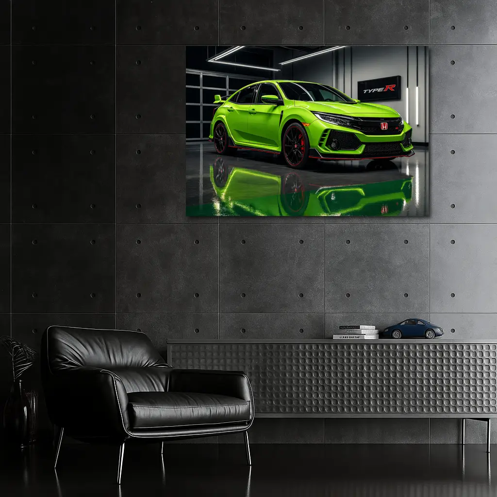 Honda Civic Type R Green Garage Shot – Wall Art