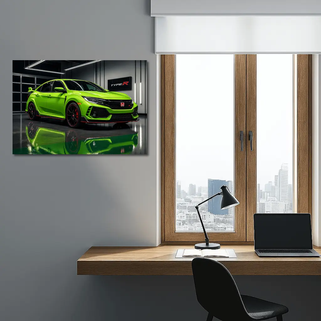 Honda Civic Type R Green Garage Shot – Wall Art