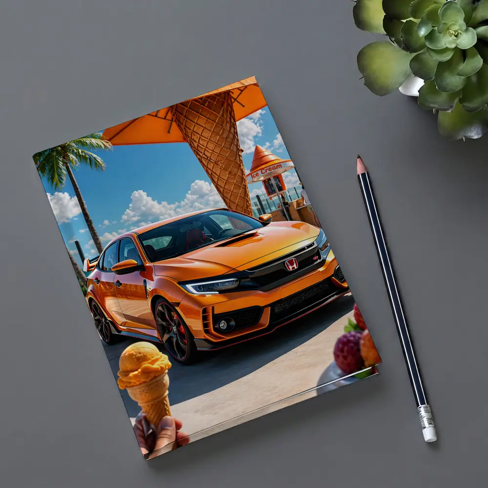 Honda Civic Type R Orange Ice Cream Stand – Notebooks