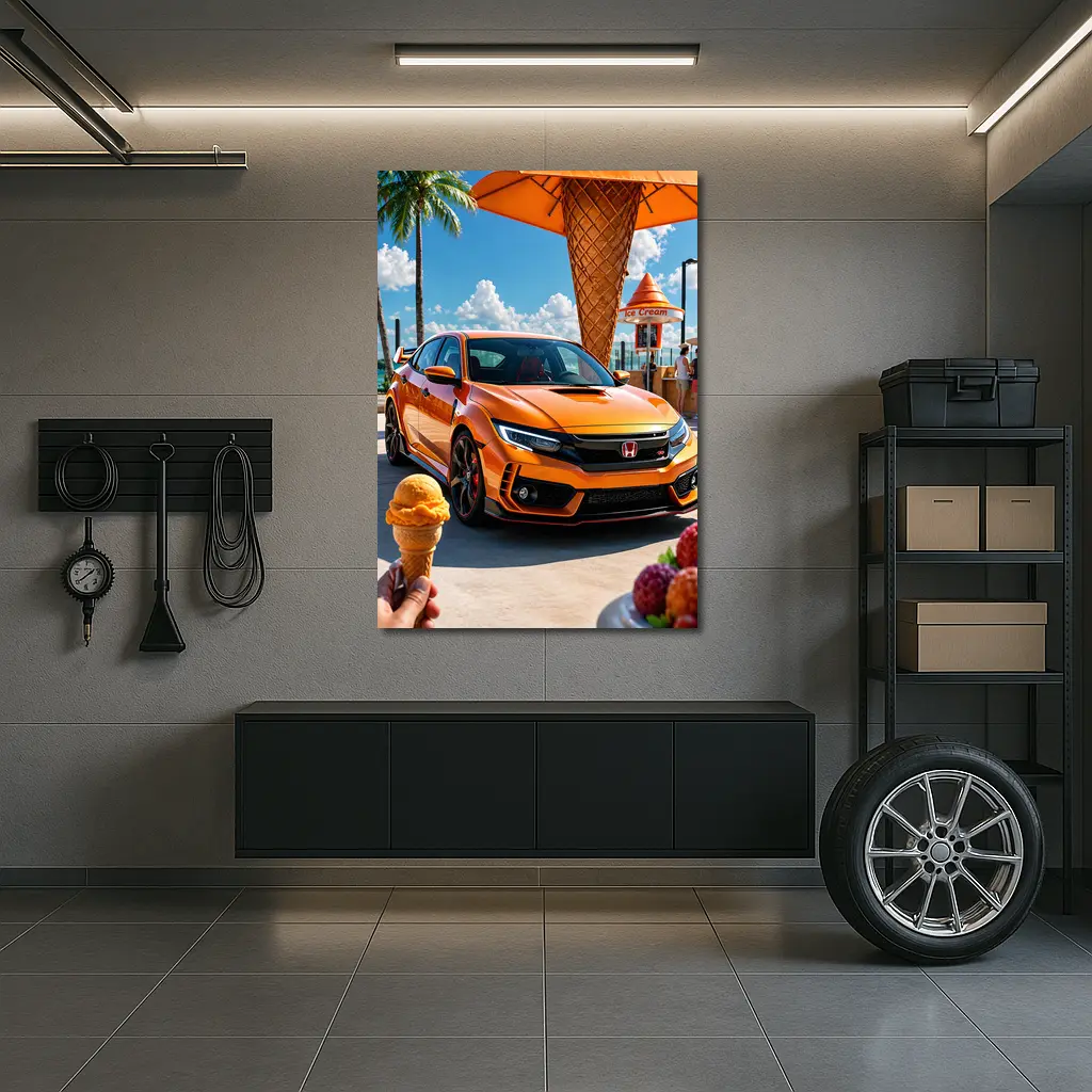 Honda Civic Type R Orange Ice Cream Stand – Wall Art