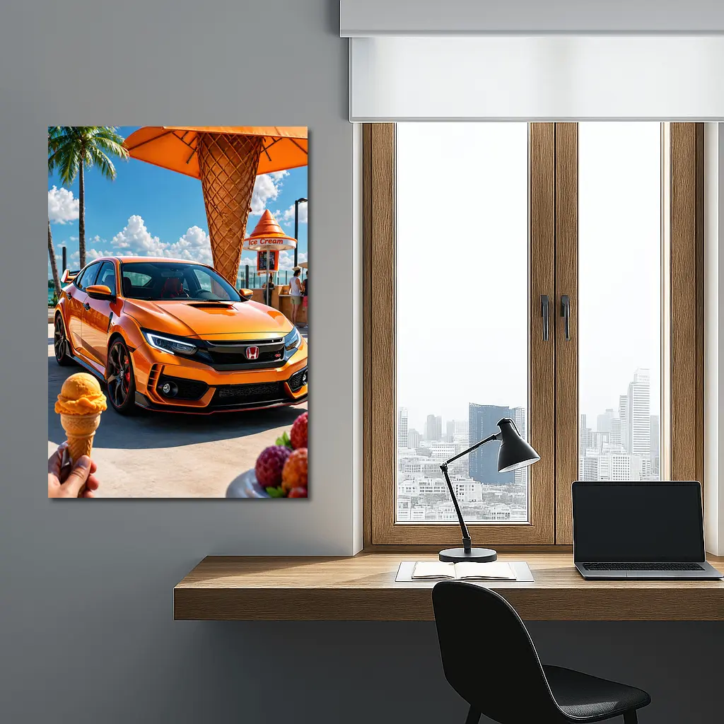 Honda Civic Type R Orange Ice Cream Stand – Wall Art