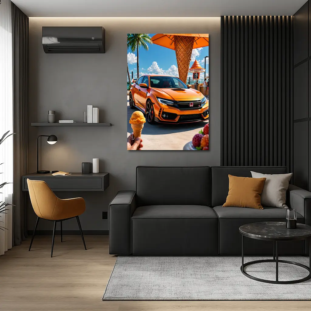 Honda Civic Type R Orange Ice Cream Stand – Wall Art