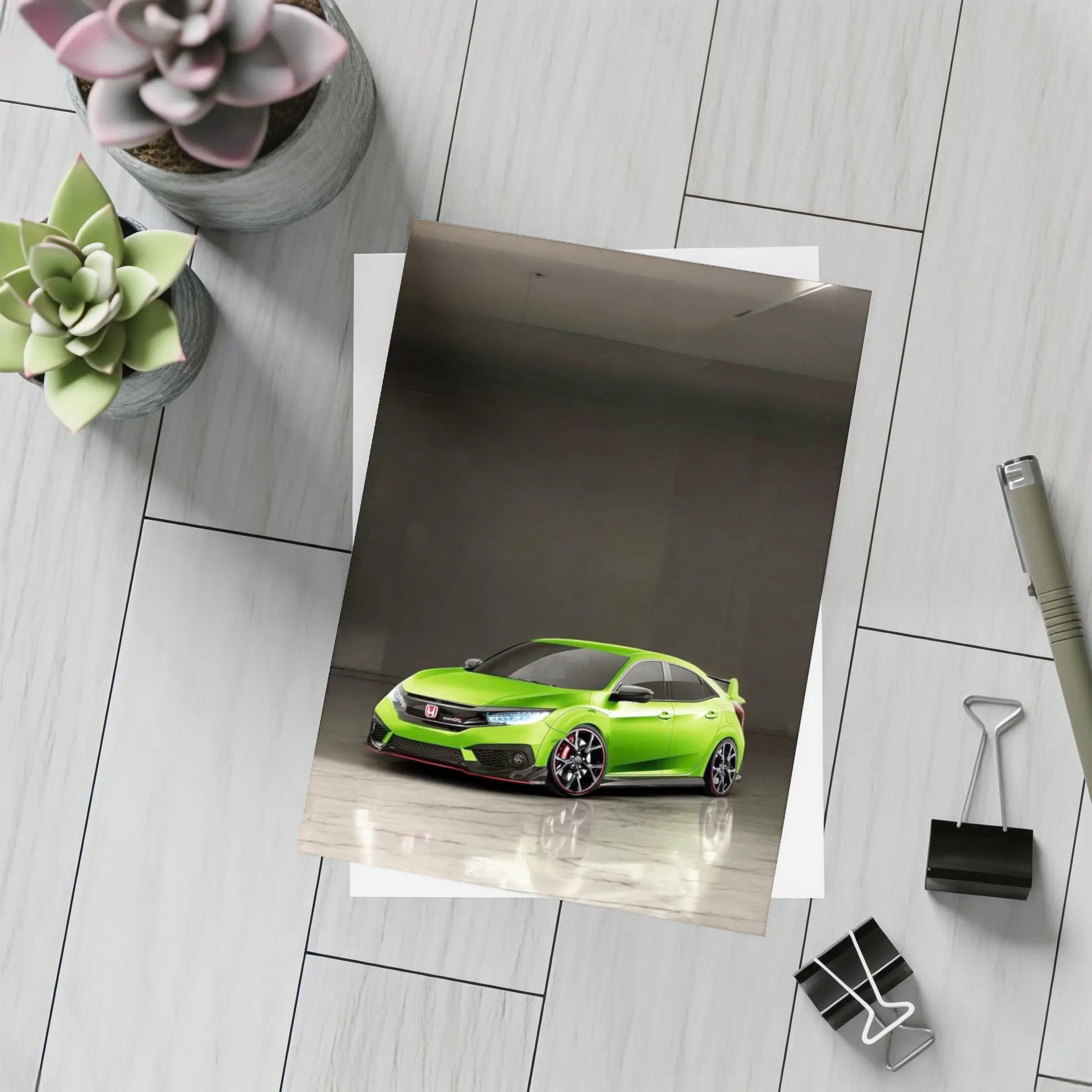 Honda Civic Type R Green Studio Floor – Postcards