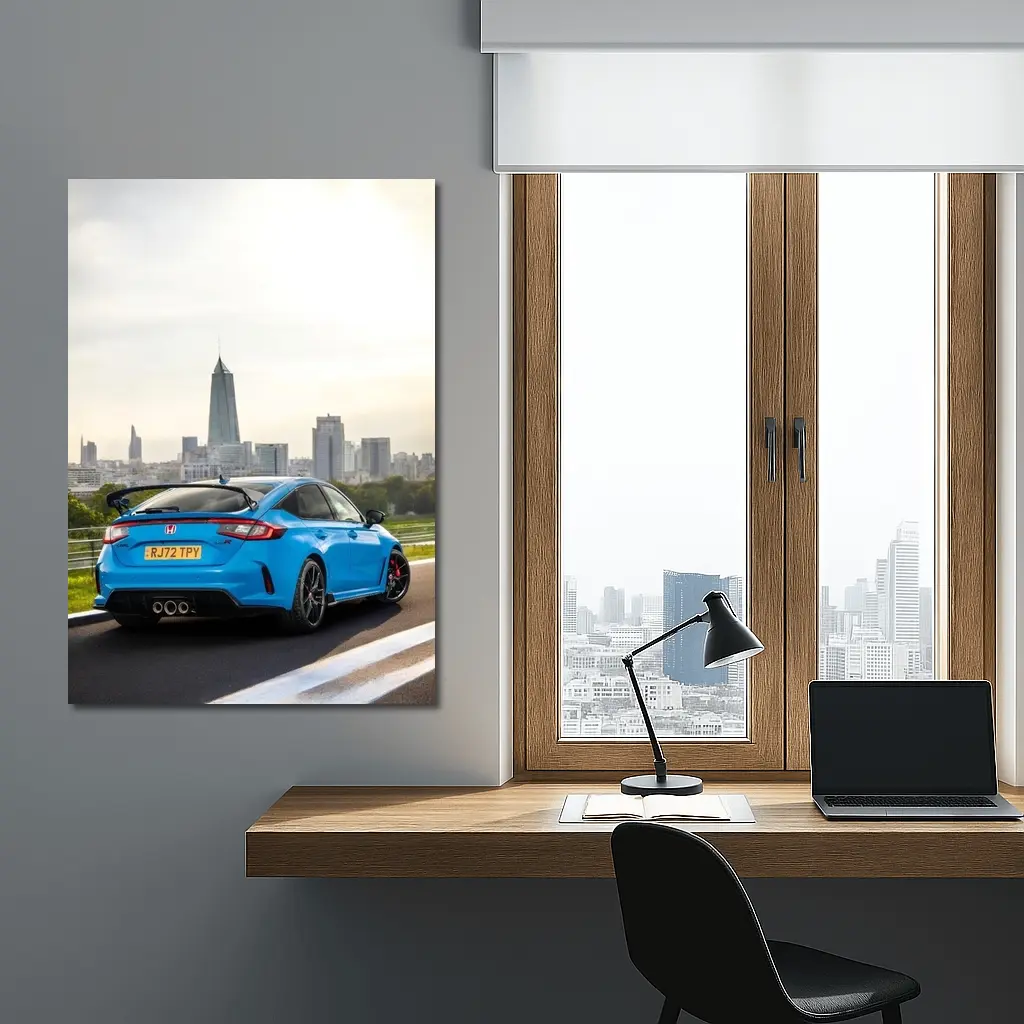 Honda Civic Type R Blue City Skyline – Wall Art