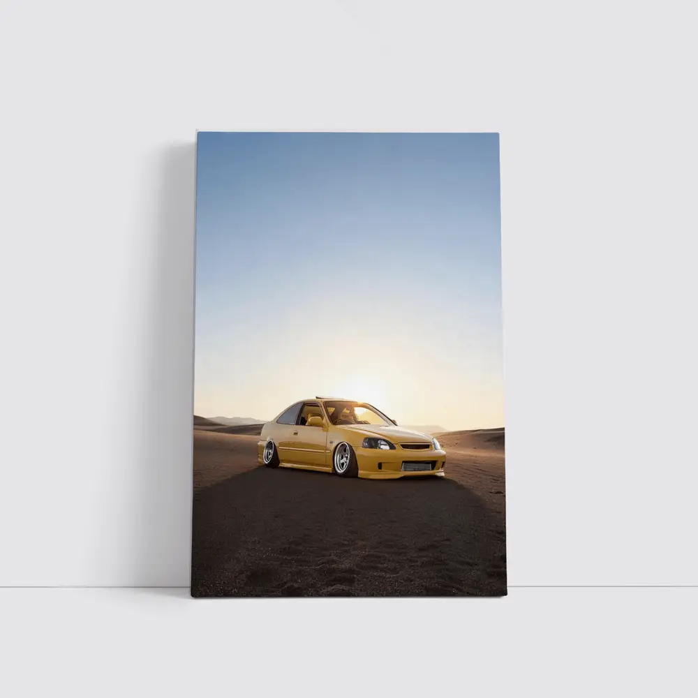 Honda Civic Yellow Stance Desert Sunset – Wall Art