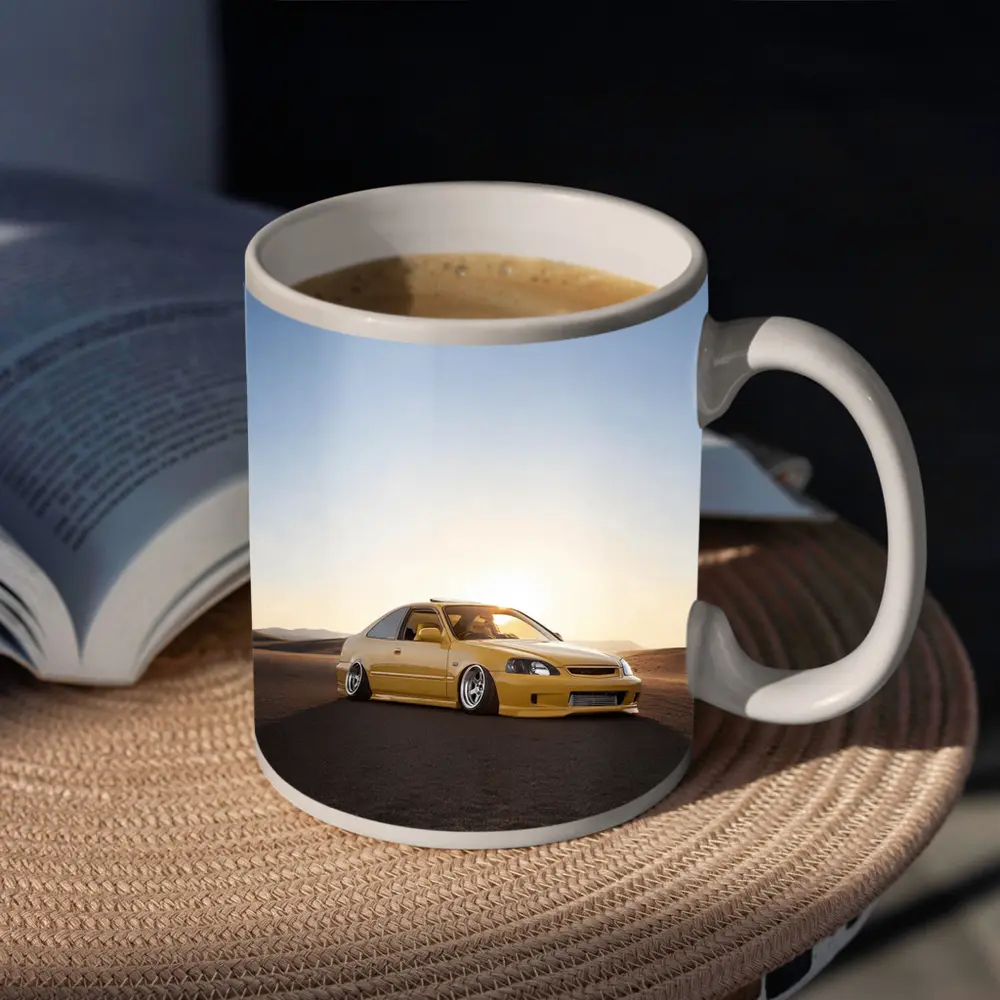 Honda Civic Yellow Stance Desert Sunset – Mugs