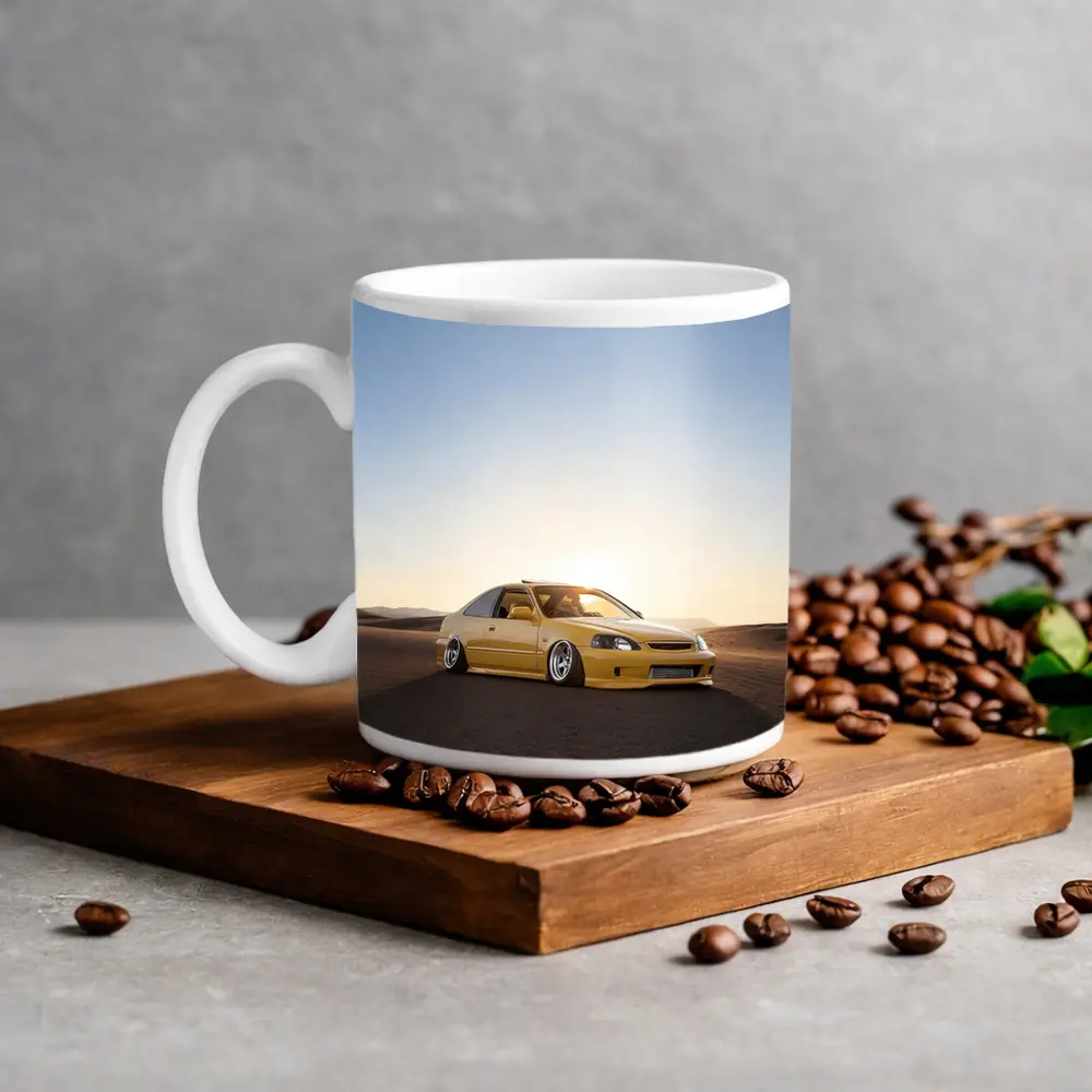 Honda Civic Yellow Stance Desert Sunset – Mugs