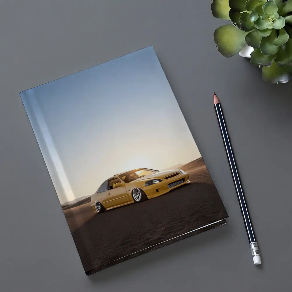 Honda Civic Yellow Stance Desert Sunset – Notebooks