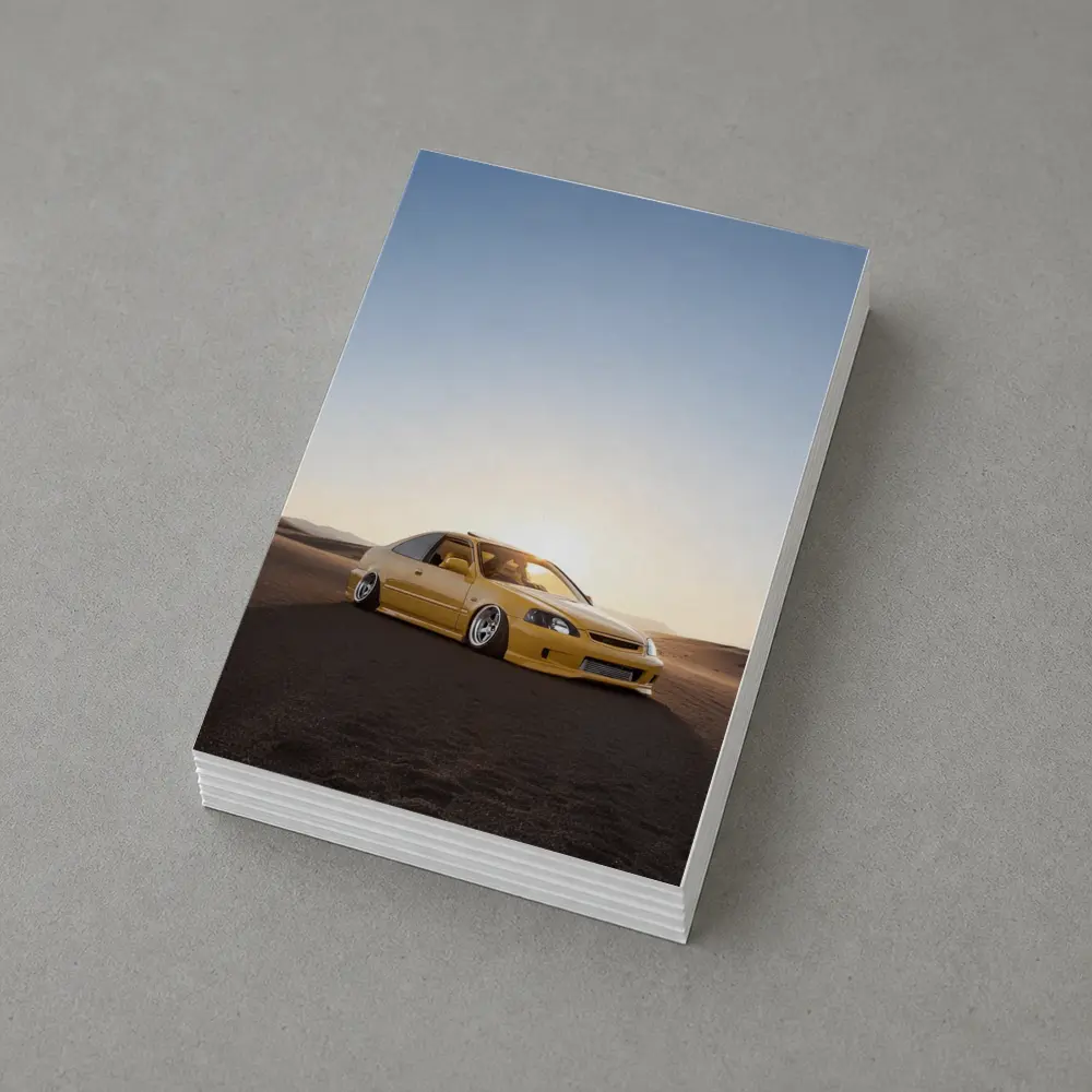 Honda Civic Yellow Stance Desert Sunset – Postcards