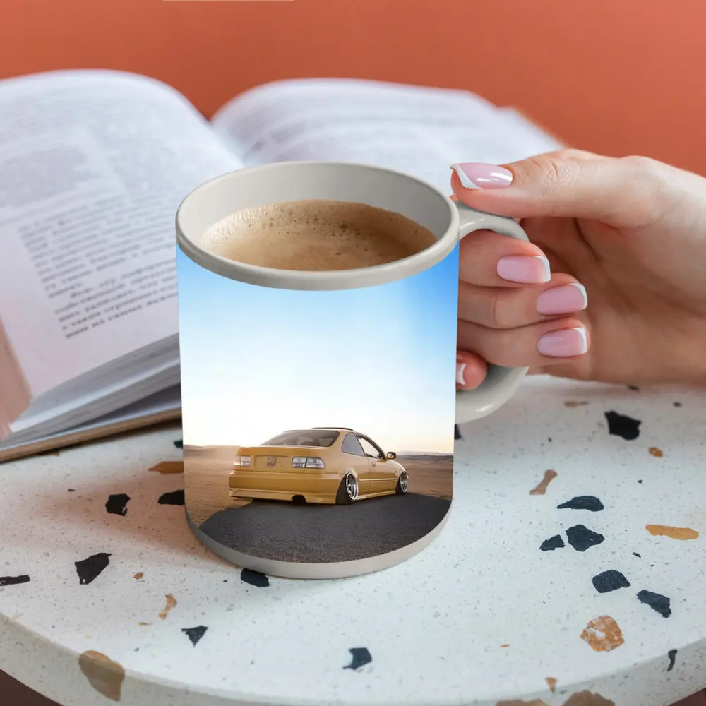 Honda Civic Yellow Stance Desert Scene – Mugs