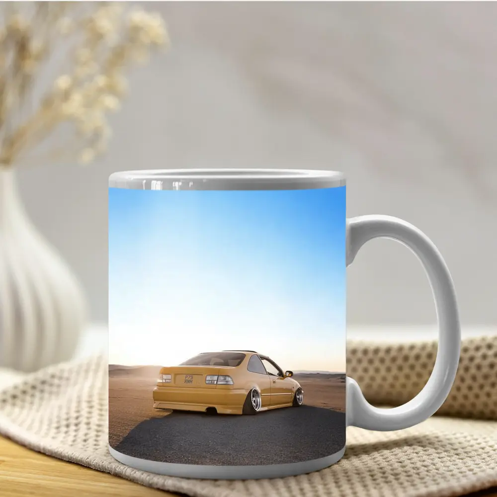 Honda Civic Yellow Stance Desert Scene – Mugs