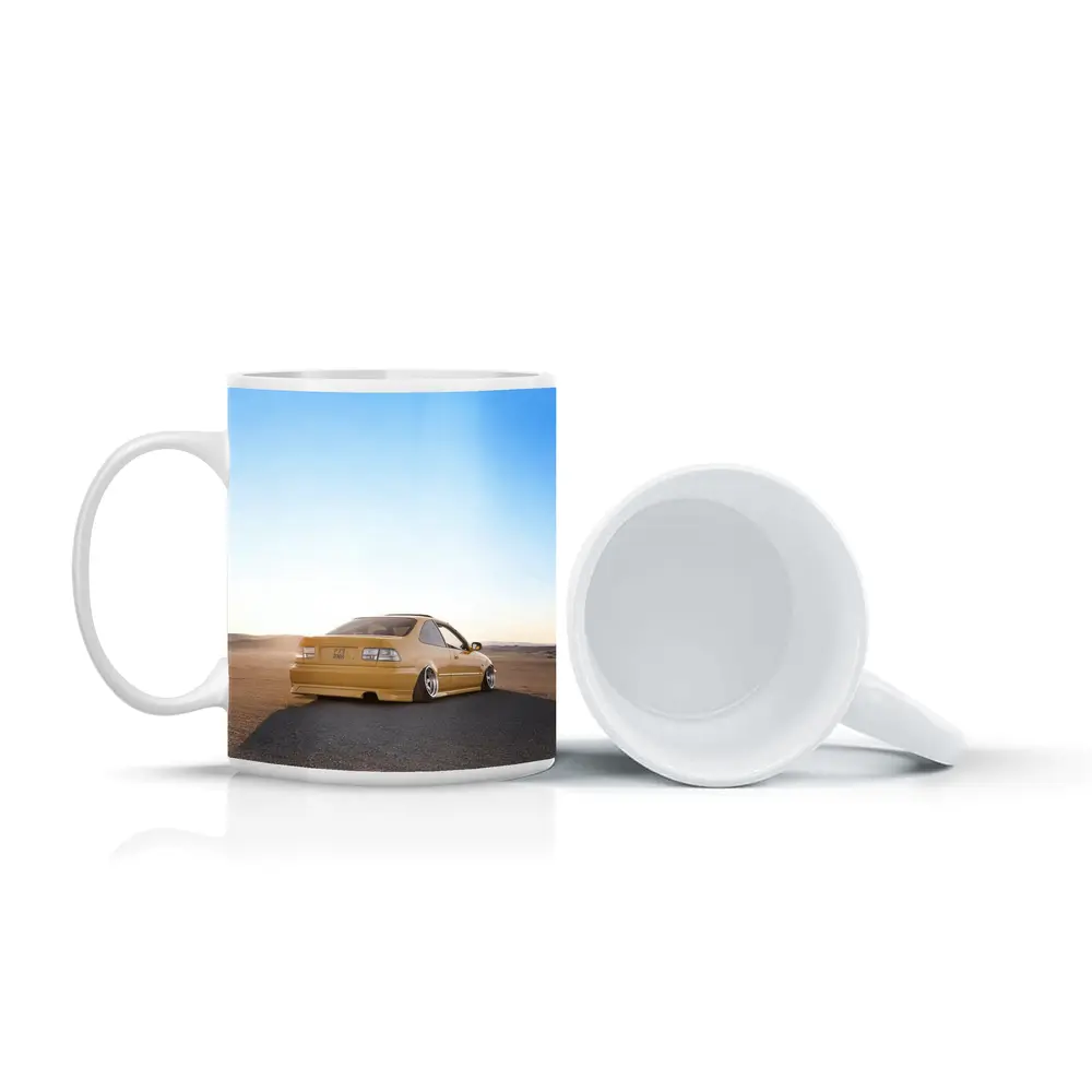 Honda Civic Yellow Stance Desert Scene – Mugs