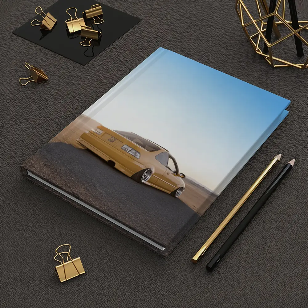 Honda Civic Yellow Stance Desert Scene – Notebooks