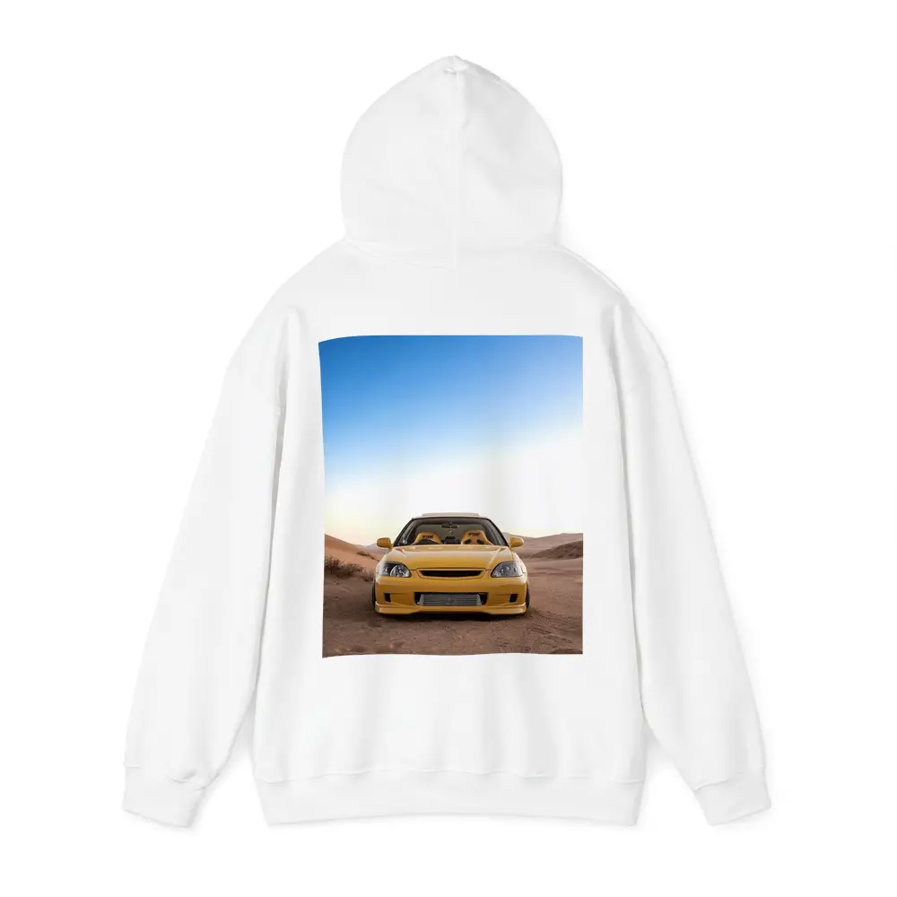 Yellow Honda Civic Tuned Desert Sand Background – Hoodies