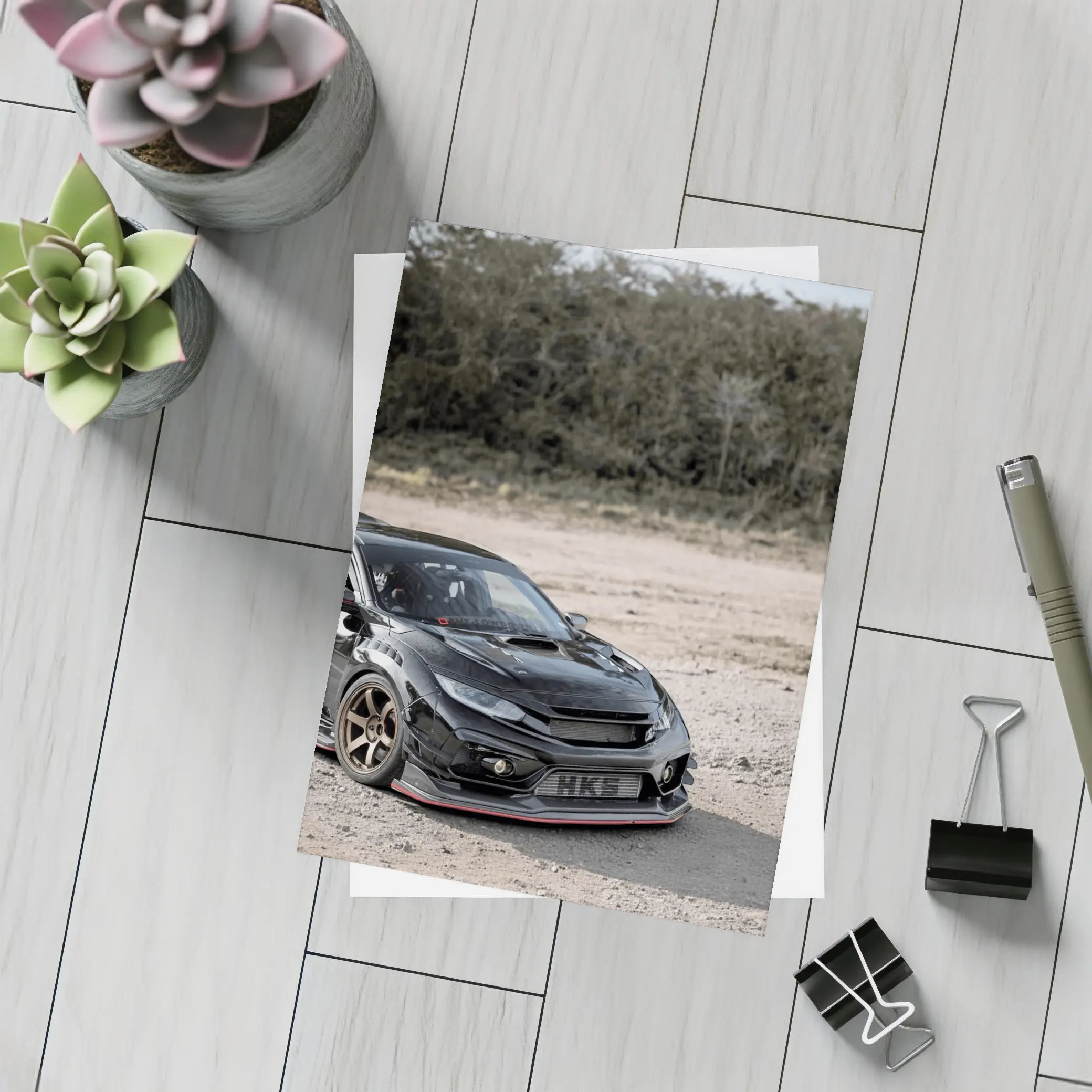 Black Honda Civic Type R Dirt Road – Postcards
