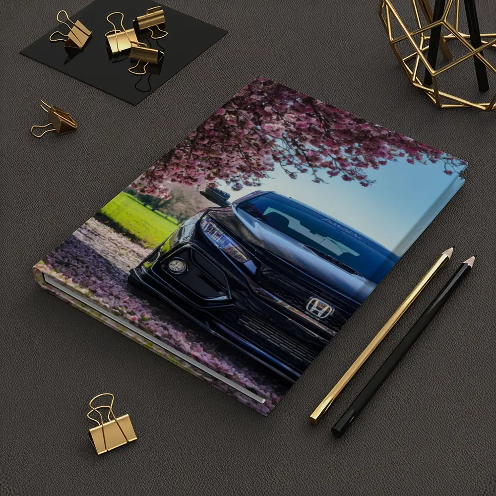 Black Honda Civic Under Cherry Blossom Tree – Notebooks
