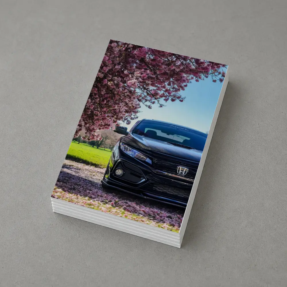 Black Honda Civic Under Cherry Blossom Tree – Postcards
