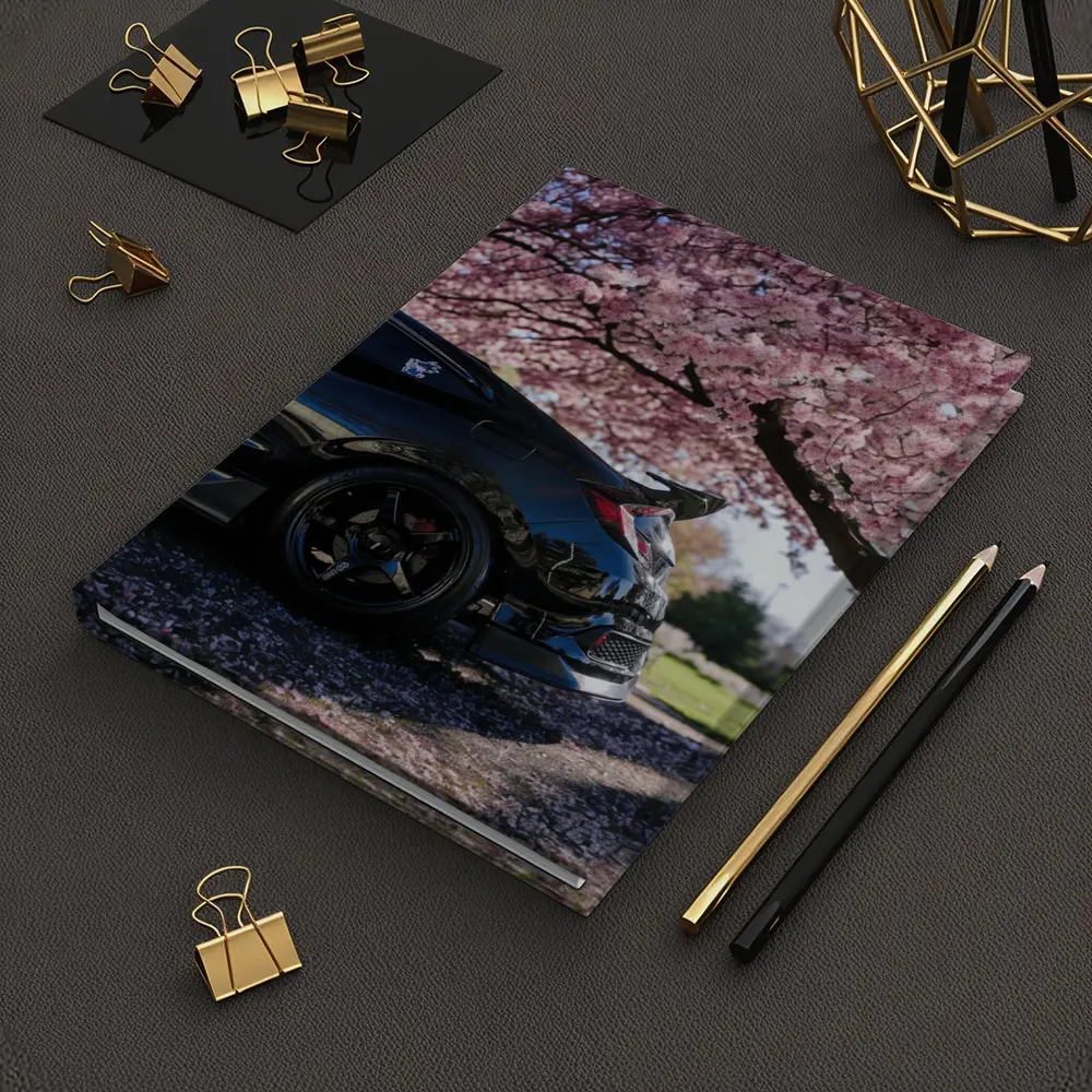 Black Honda Civic Under Cherry Blossom Tree – Notebooks