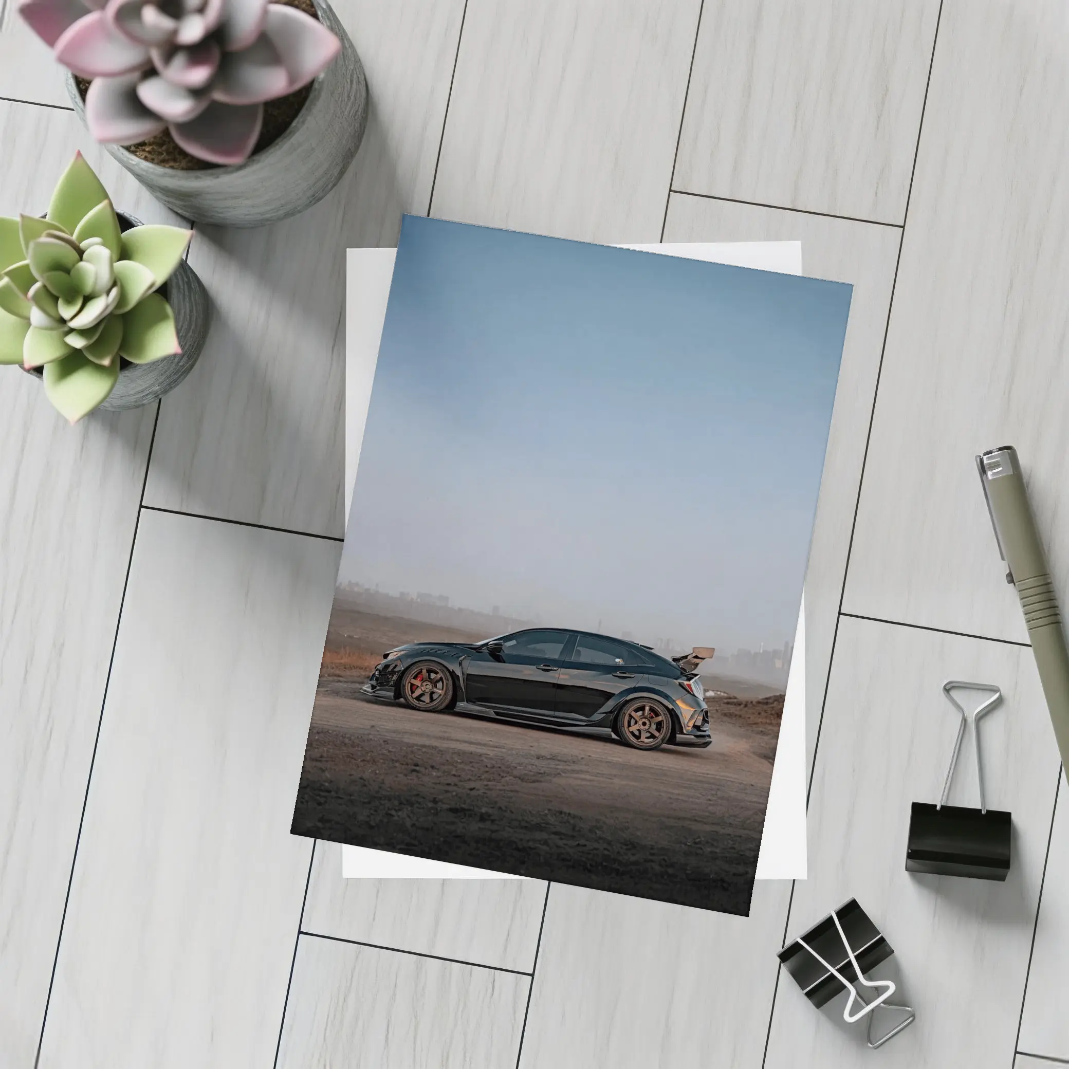 Honda Civic Type R Black Misty Landscape – Postcards
