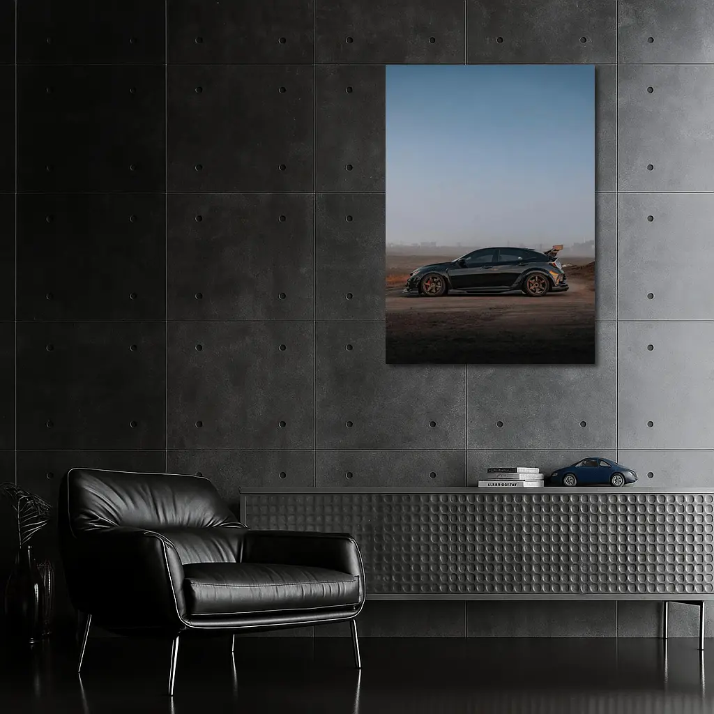 Honda Civic Type R Black Misty Landscape – Wall Art