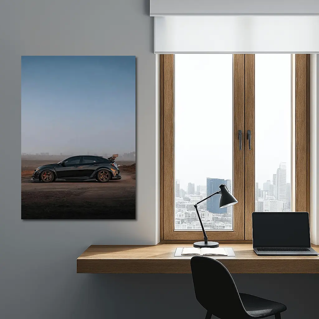 Honda Civic Type R Black Misty Landscape – Wall Art